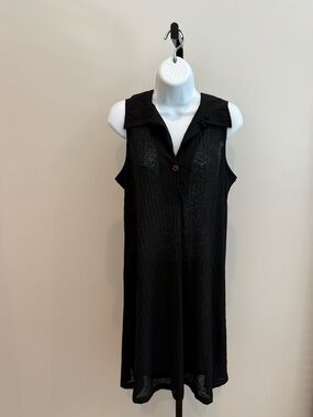 Sleeveless Black Button-Front Dress
